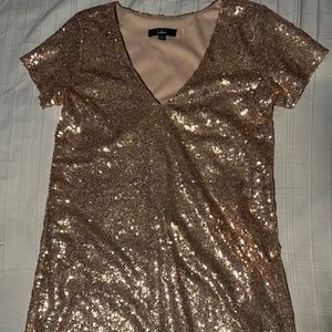 Lulus Light Up the Night Champagne Sequin Dress